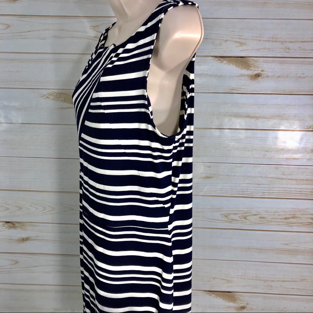 Cremieux dark blue and white striped sheath dress - Picture 4 of 8